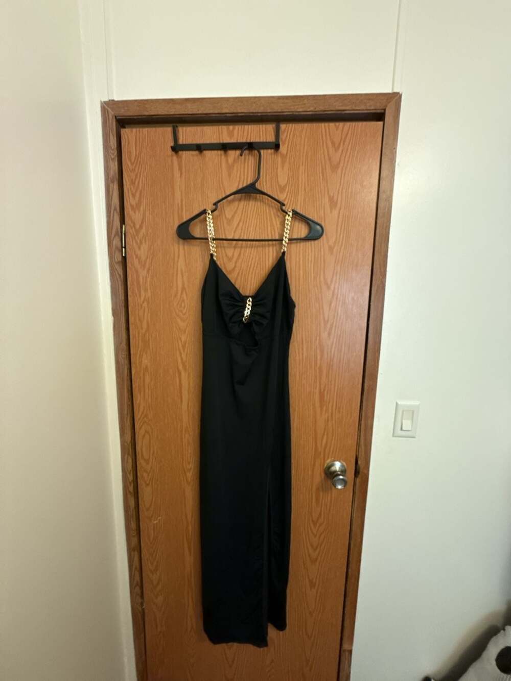 Black Maxi Dress with Gold Chain Straps Size XL